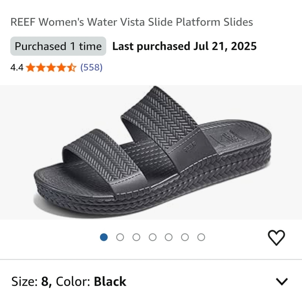 REEF Women's Black Slide Sandals Size 8